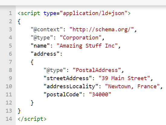 example of what schema markup looks like 